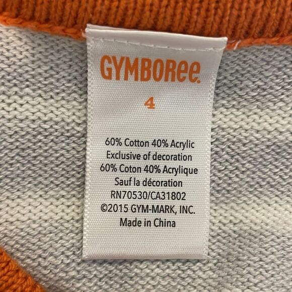 Gymboree Pumpkin Sweater Dress Gray Stripes size 4 fall autumn Halloween - Picture 4 of 4